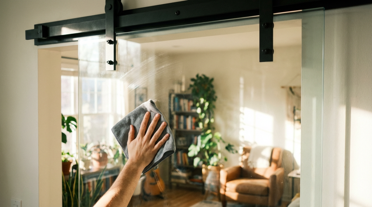 How to Clean Glass Barn Doors Without Watermarks or Scratches?