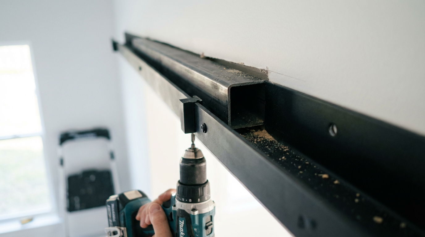Ceiling Load Reinforcement for Barn Doors: Embedding Steel Tubes in Drywall Ceilings