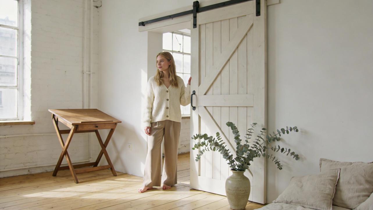 160 Sq Ft Extreme Tiny Living: Switching Between Living Room and Bedroom with One Sliding Barn Door