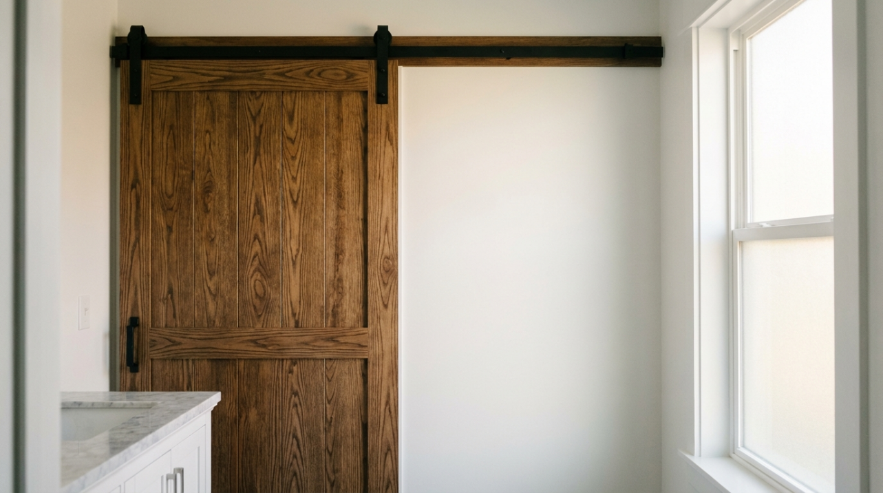 How Can a Barn Door Steal 0.5 of Your Usable Wall Space in a 5' Bathroom?