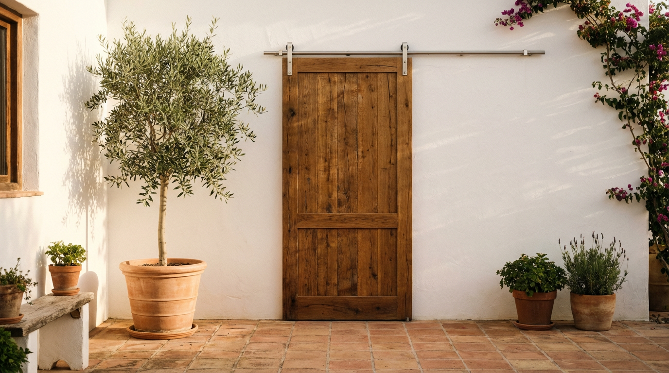 Mediterranean Courtyard: How Can Outdoor Barn Doors Resist Sea Breeze Corrosion?