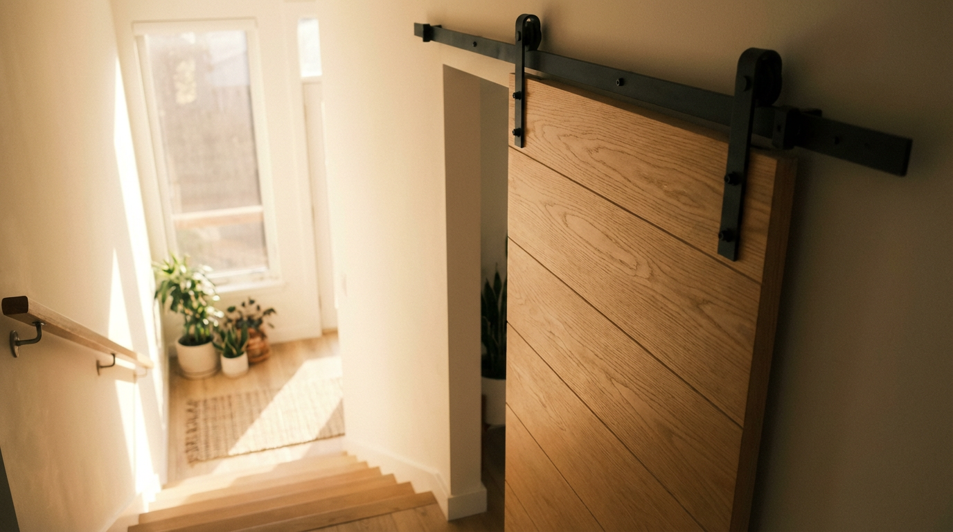 Can Duplex Stairwells Use Barn Doors as Safety Partitions?