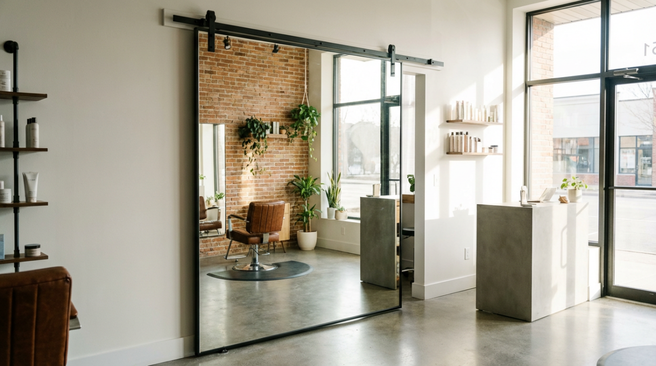 Hair Salon Mirror Barn Doors: Design Wisdom of Dual Functionality