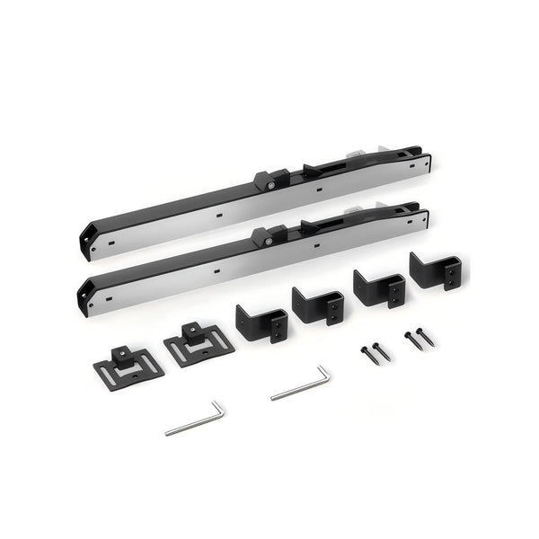 Barn door soft close mechanism kit, black and silver hardware for smooth sliding doors, DIY barn door kit