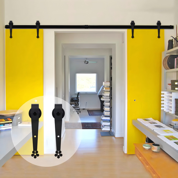 BDK52-Carbon Steel Barn Door Hardware Kit(Flower Shape)