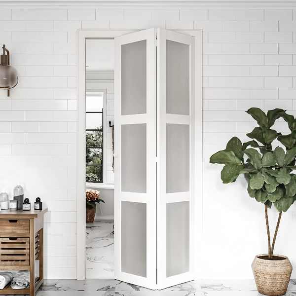 Three Panel Bifold Barn Doors with Glass